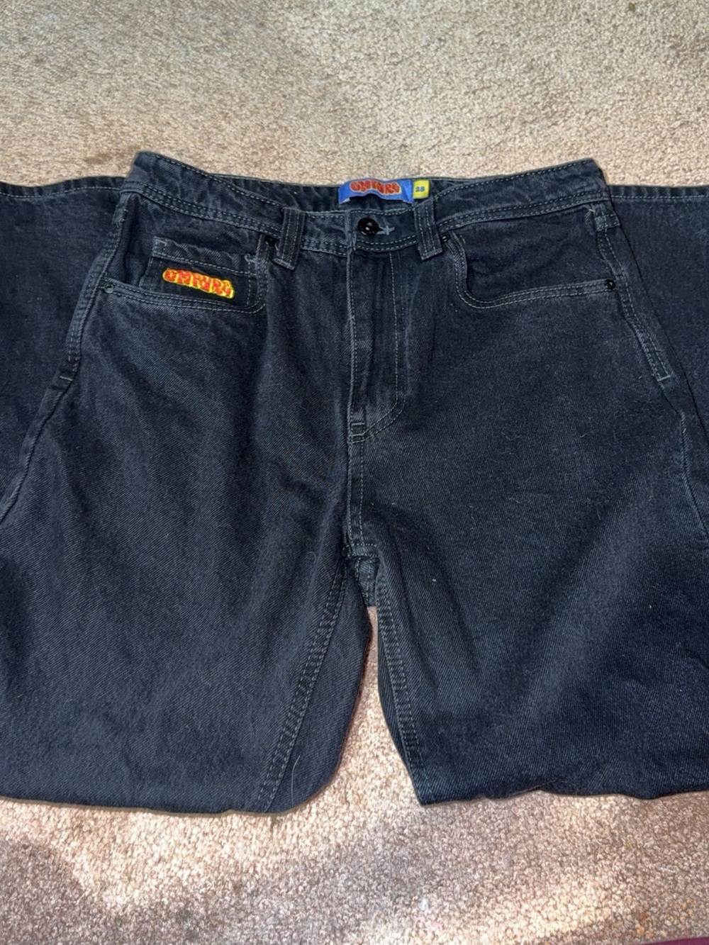 Empyre Relaxed Black Jeans with Branded Pocket Patch